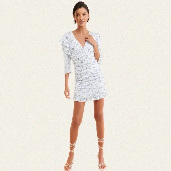 Glamorous Ruched  Ruffle Mini Dress - Picture 4 of 9